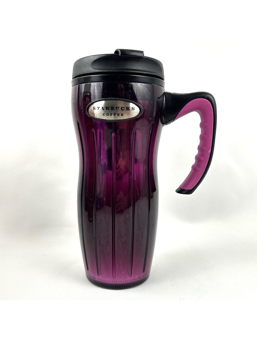 Rare Vintage Starbucks 2004 Purple Sparkling 16 oz Travel Coffee Tumbler